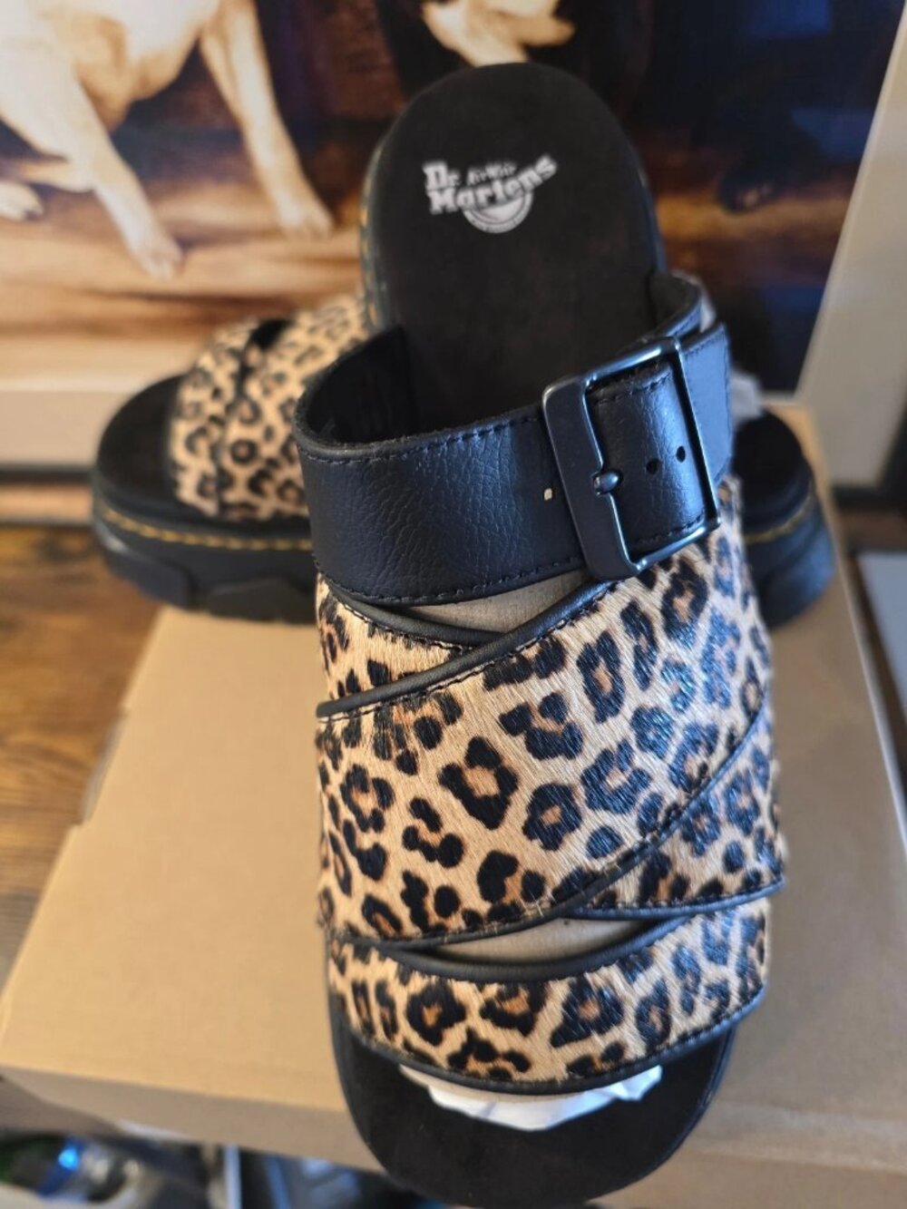 DR. MARTENS Mattison Leopard Print Slide Sandals Mule Men's Size 10 US NEW